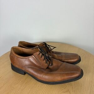 Clarks Leather Square Toe Bicycle Stitch Oxfords Shoes Men's 11.5 Office Work